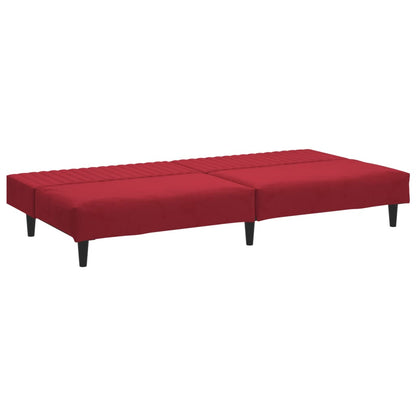 2-seater sofa bed in red velvet