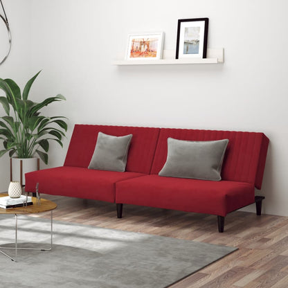 2-seater sofa bed in red velvet