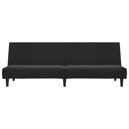 2-seater black velvet sofa bed