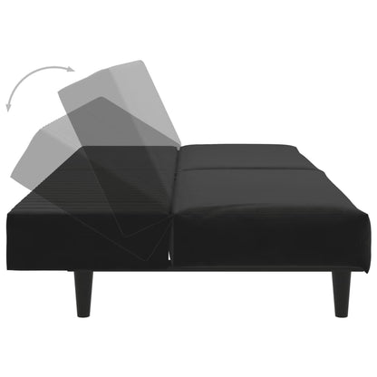 2-seater black velvet sofa bed