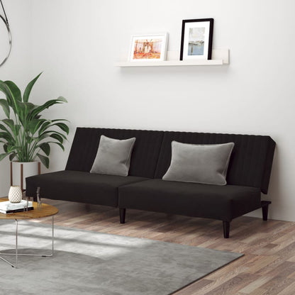 2-seater black velvet sofa bed