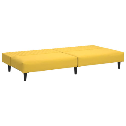 Sofá-cama de 2 lugares veludo amarelo