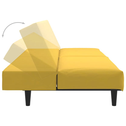 Sofá-cama de 2 lugares veludo amarelo