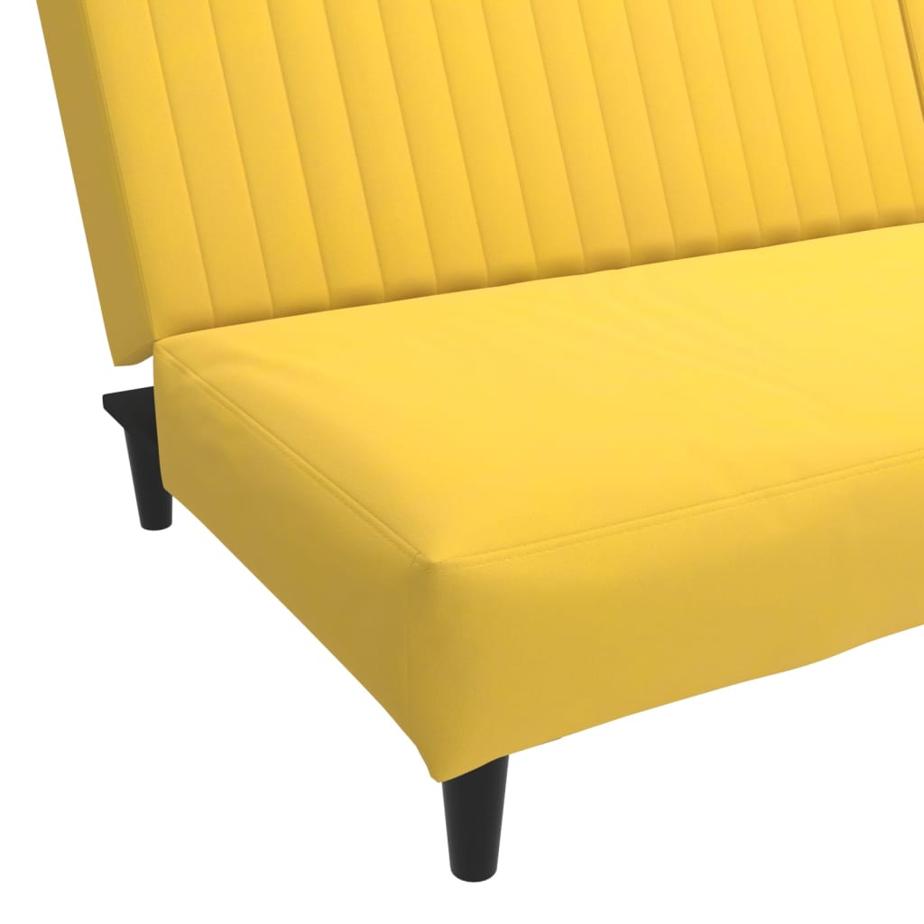 Sofá-cama de 2 lugares veludo amarelo