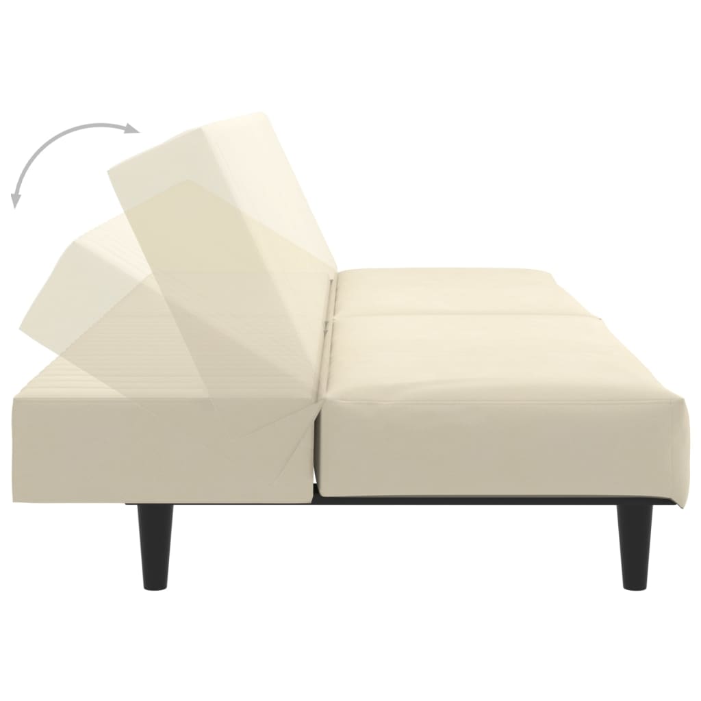 Sofá-cama de 2 lugares veludo cor creme