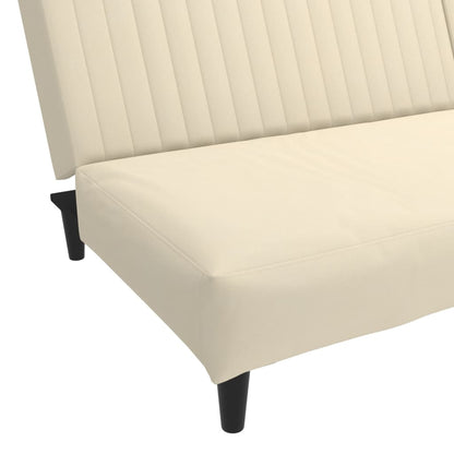 Sofá-cama de 2 lugares veludo cor creme