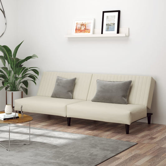 2-seater cream velvet sofa bed