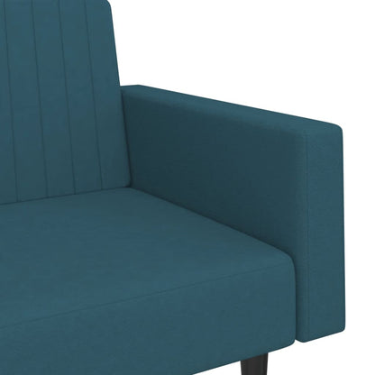 2-seater blue velvet sofa bed