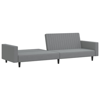Light grey velvet 2-seater sofa bed