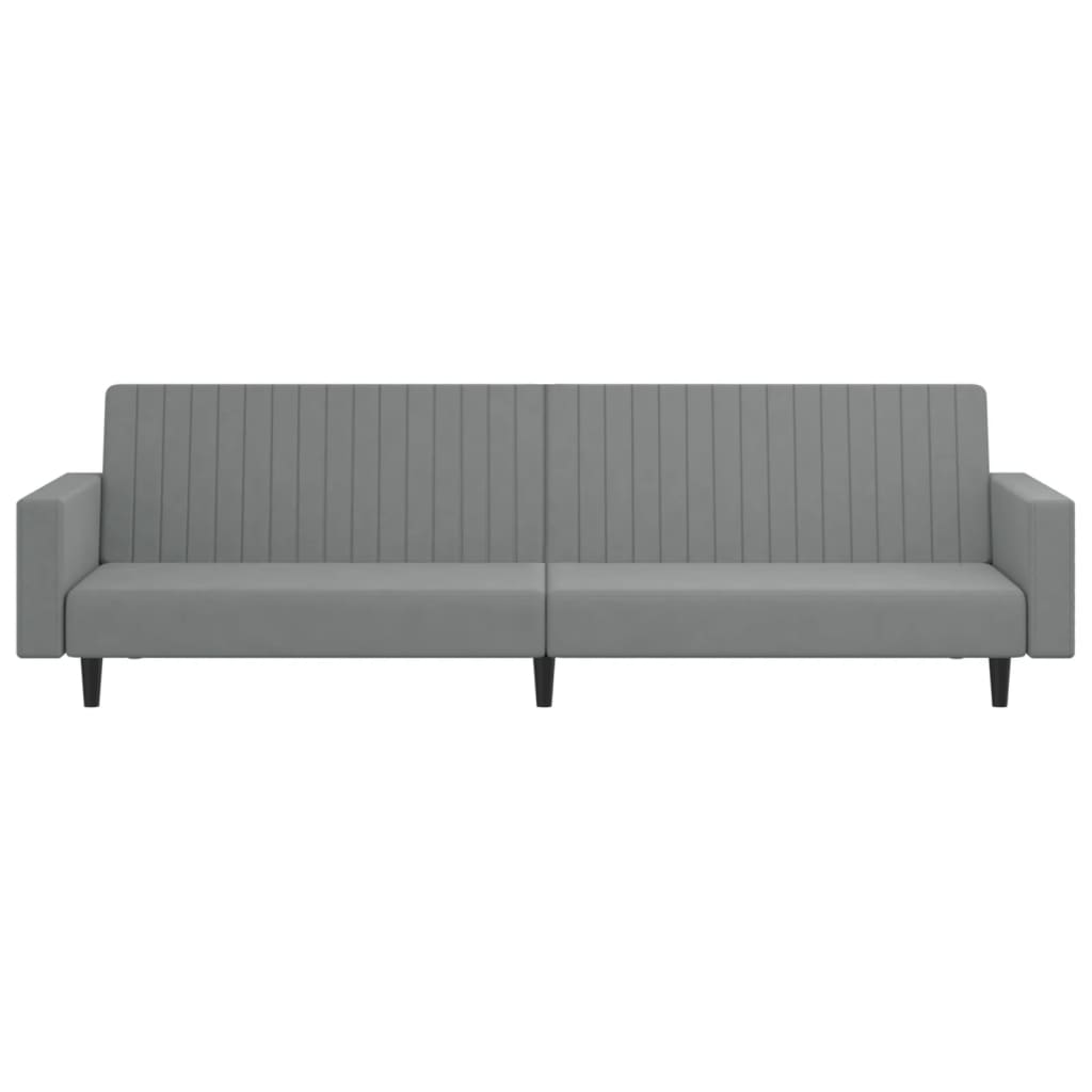 Light grey velvet 2-seater sofa bed