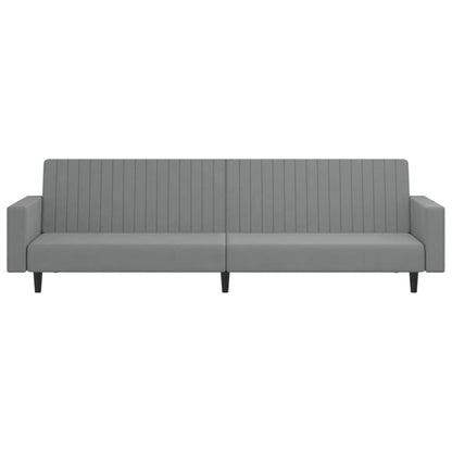 Light grey velvet 2-seater sofa bed