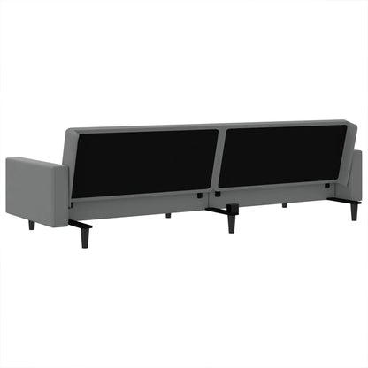 Light grey velvet 2-seater sofa bed