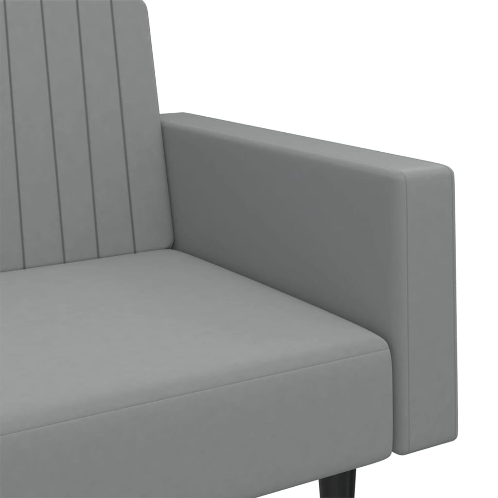 Light grey velvet 2-seater sofa bed