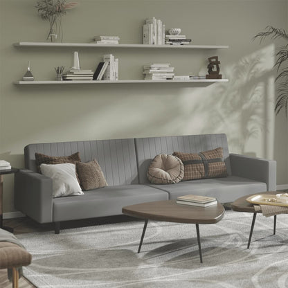 Light grey velvet 2-seater sofa bed