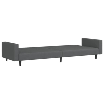 Sofá-cama de 2 lugares veludo cinzento-escuro