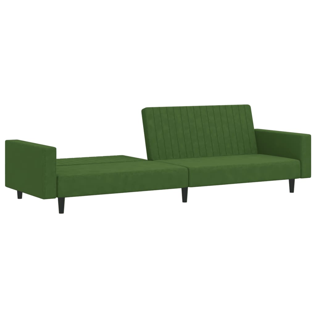 Dark green velvet 2-seater sofa bed