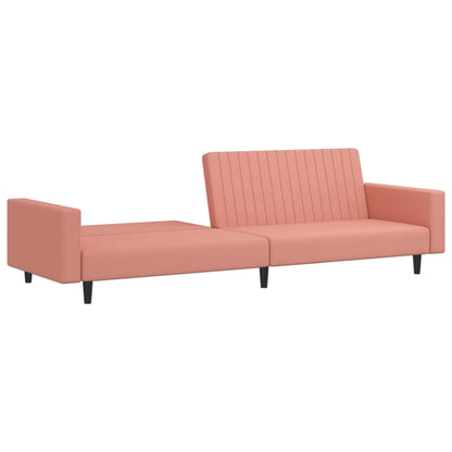 2-seater pink velvet sofa bed