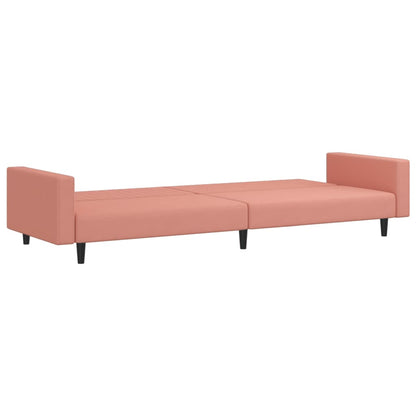 2-seater pink velvet sofa bed