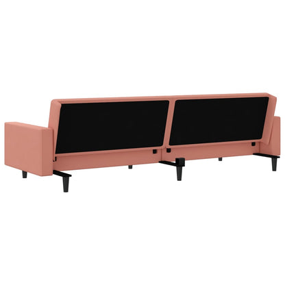 2-seater pink velvet sofa bed