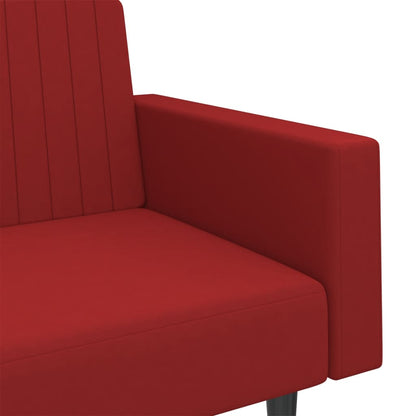 2-seater sofa bed in red velvet