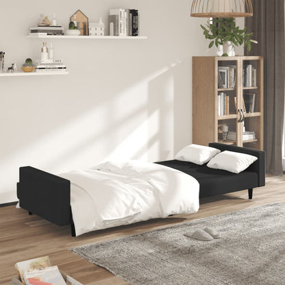 2-seater black velvet sofa bed