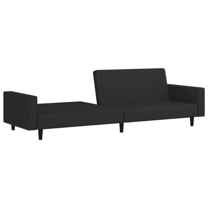 2-seater black velvet sofa bed