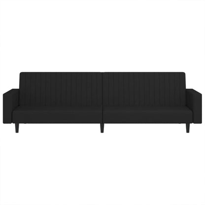 2-seater black velvet sofa bed