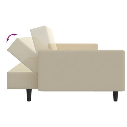 2-seater cream velvet sofa bed