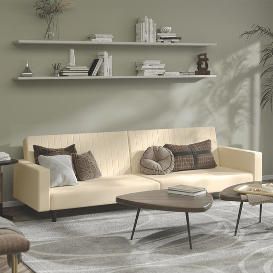 2-seater cream velvet sofa bed