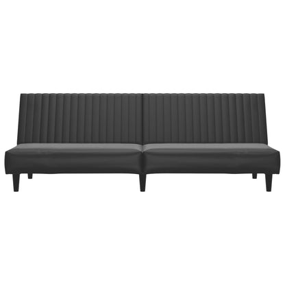 2-seater sofa bed in black faux leather