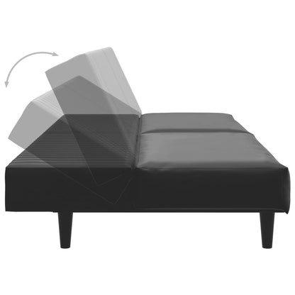 2-seater sofa bed in black faux leather
