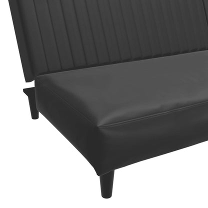 2-seater sofa bed in black faux leather