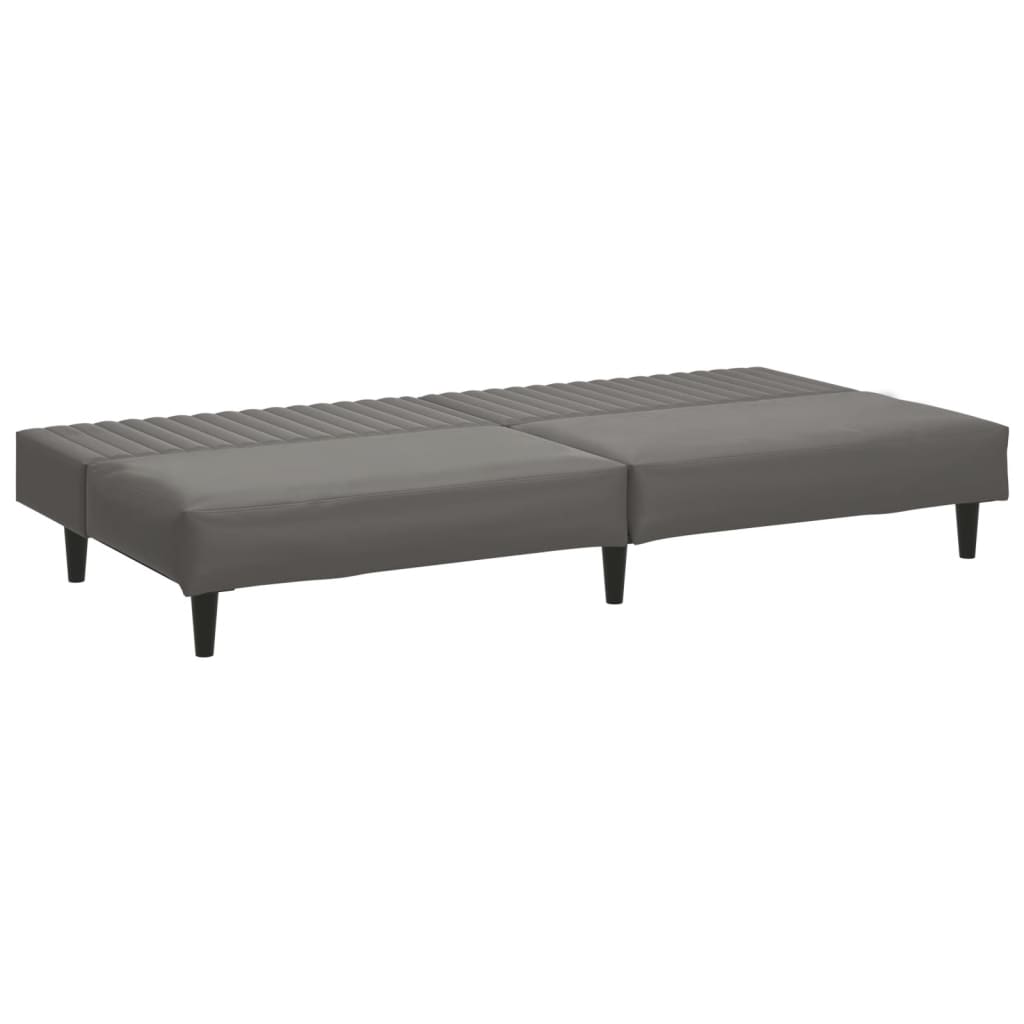 2-seater sofa bed in grey faux leather