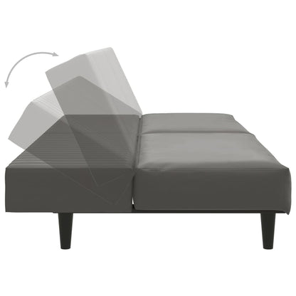 2-seater sofa bed in grey faux leather