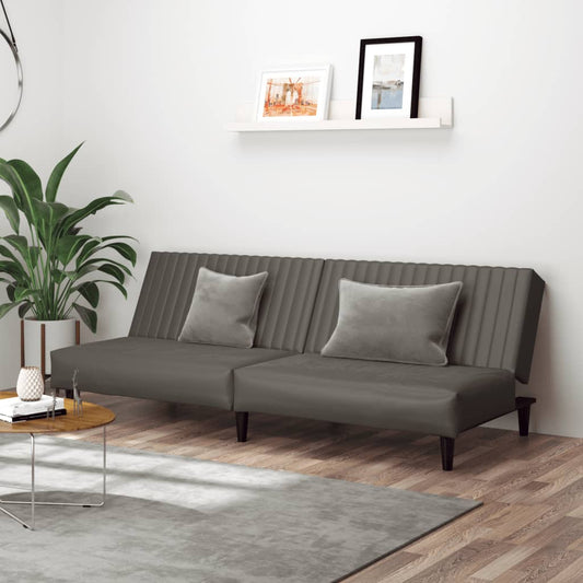 2-seater sofa bed in grey faux leather