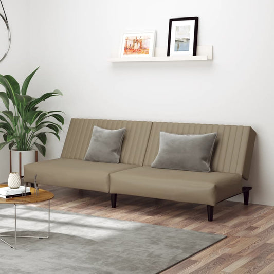 2-seater sofa bed in faux leather cappuccino