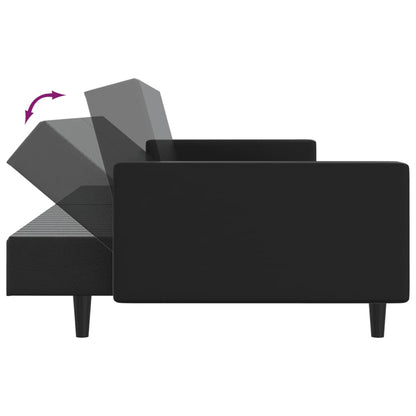2-seater sofa bed in black faux leather
