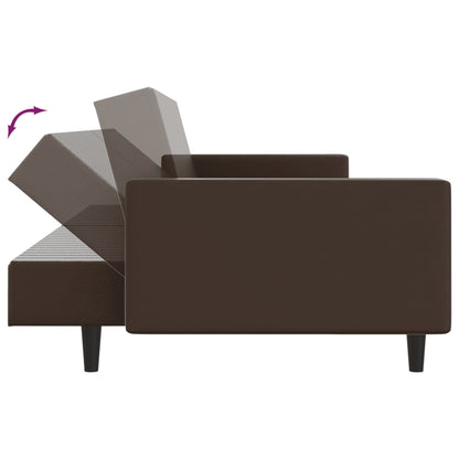 2-seater sofa bed in brown faux leather