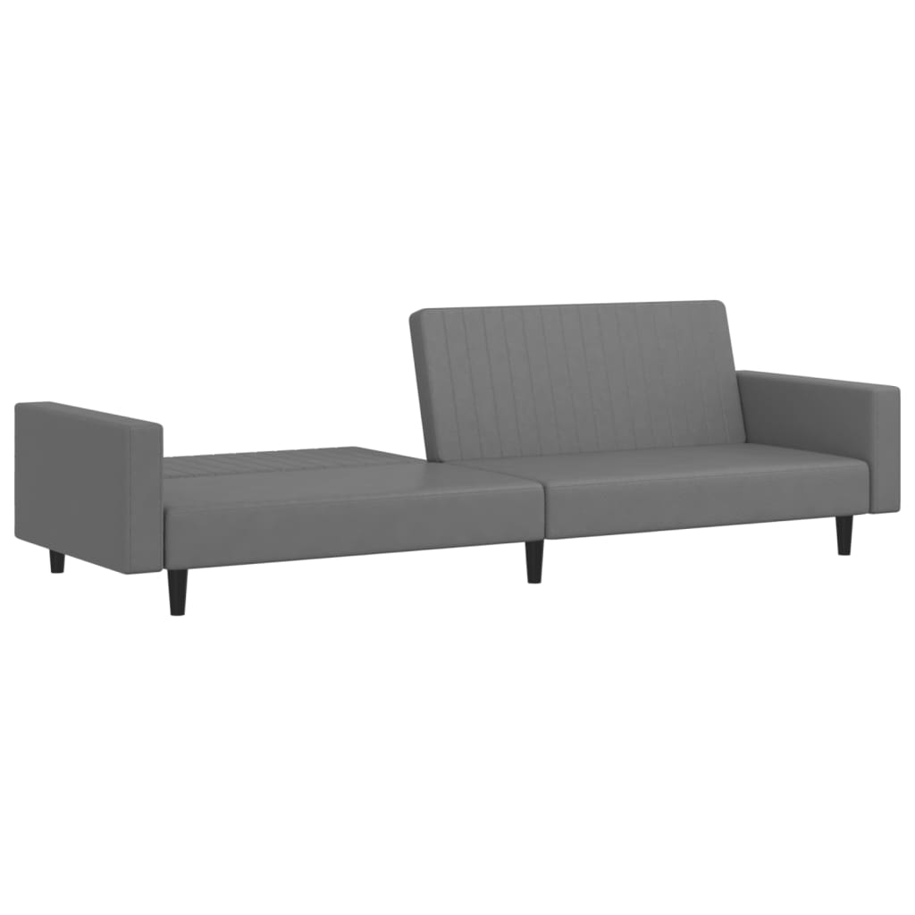 2-seater sofa bed in grey faux leather