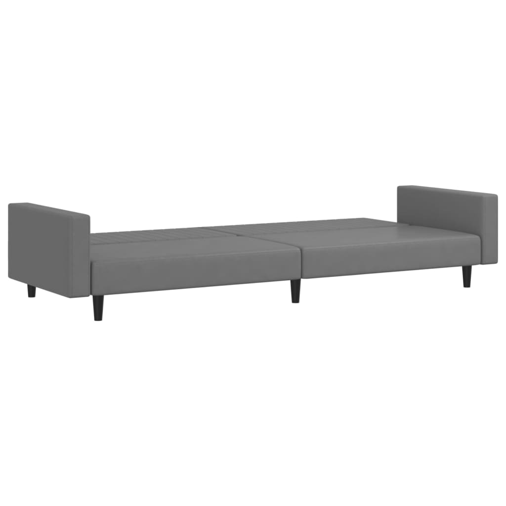 2-seater sofa bed in grey faux leather