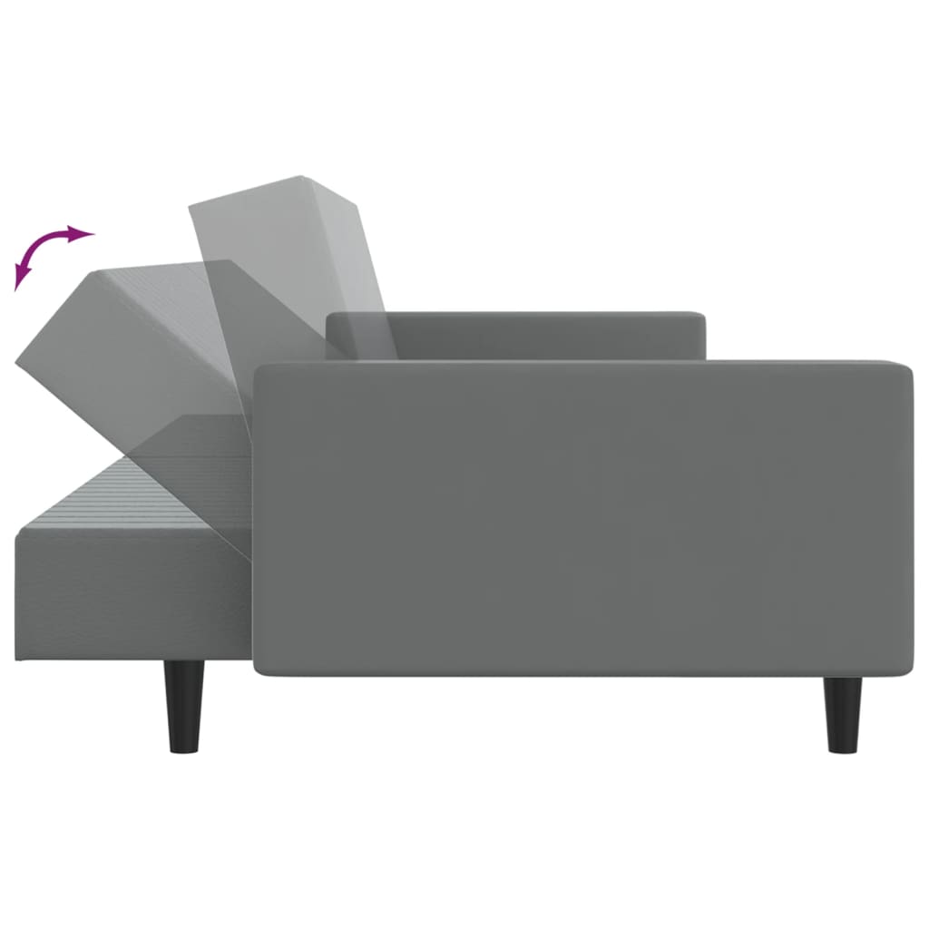 2-seater sofa bed in grey faux leather