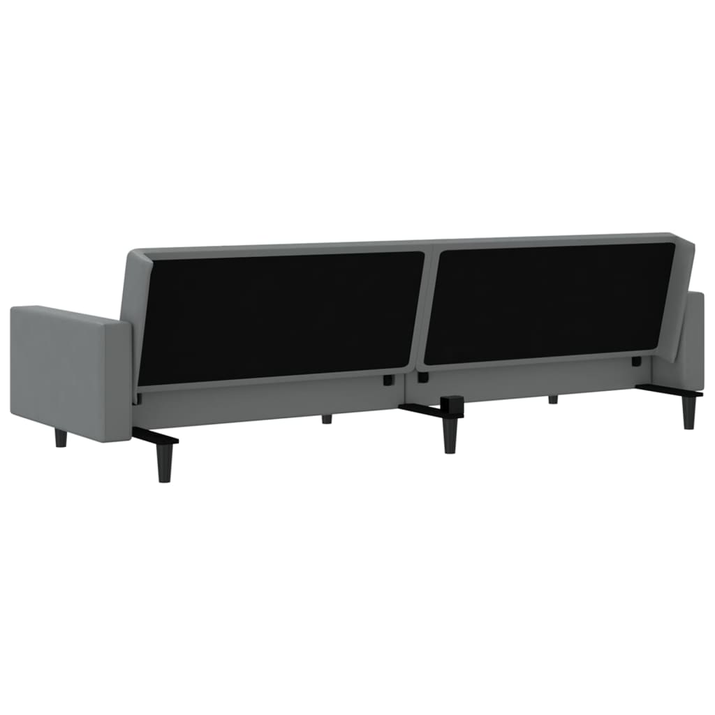 2-seater sofa bed in grey faux leather