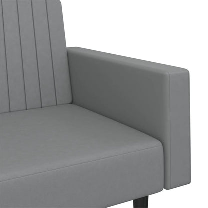 2-seater sofa bed in grey faux leather