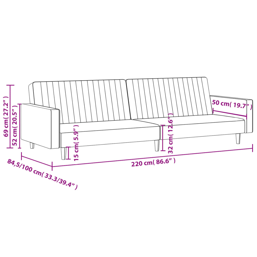 2-seater sofa bed in grey faux leather