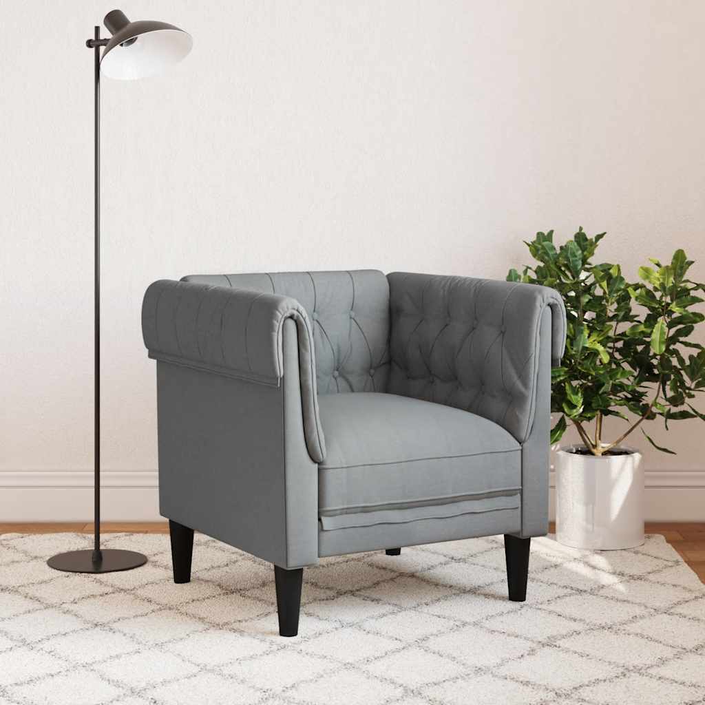 Chesterfield sofa in light grey fabric