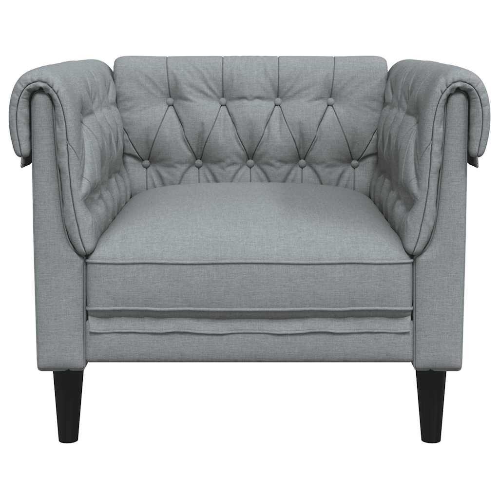 Chesterfield sofa in light grey fabric