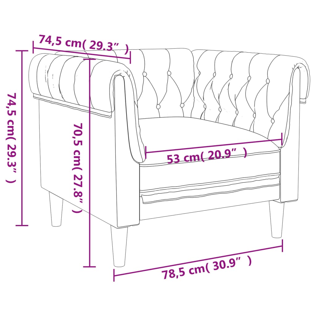Chesterfield sofa in light grey fabric
