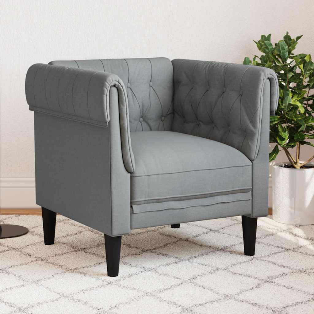 Chesterfield sofa in light grey fabric