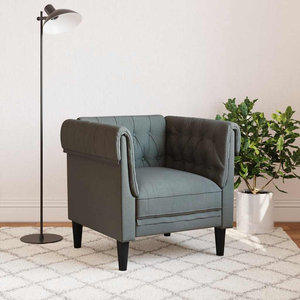 Chesterfield sofa in dark grey fabric