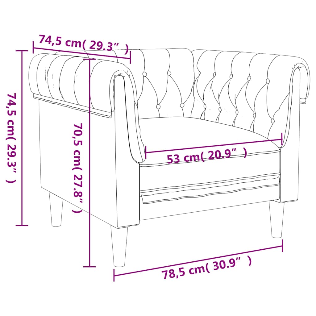 Chesterfield sofa in dark grey fabric
